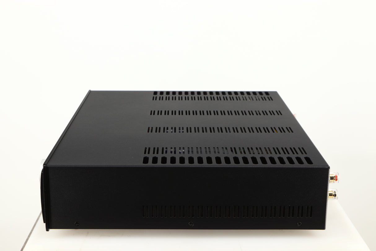 Right side view of a used Astin Trew AT2-2100 Integrated Amplifier in a black finish