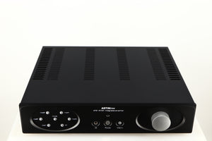 Top of a used Astin Trew AT2-2100 Integrated Amplifier in a black finish