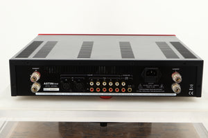 Rear view of an Astin Trew AT2-2100 Integrated Amplifier in Red finish