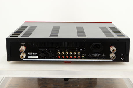 Rear view of an Astin Trew AT2-2100 Integrated Amplifier in Red finish