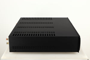 Left side view of a used Astin Trew AT2-2100 Integrated Amplifier in a black finish