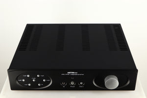 Top of a used Astin Trew AT2-2100 Integrated Amplifier in a black finish