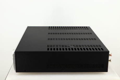 Right side view of a used Astin Trew AT2-2100 Integrated Amplifier in a silver finish