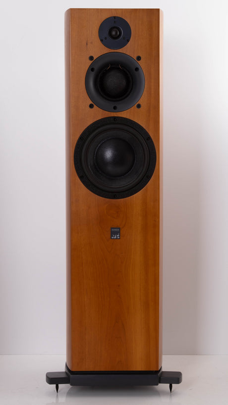 Front view of a used ATC SCM40 Floorstanding Speaker in a Cherry finish