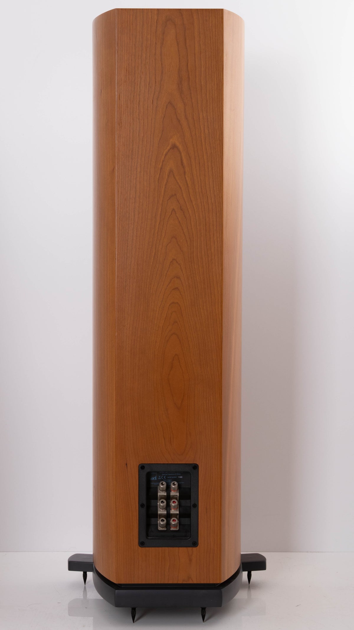 Rear view of a used ATC SCM40 Floorstanding Speaker in a Cherry finish