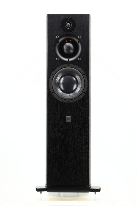 Front view of a used ATC SCM40 Floorstanding Speaker in Black Ash finish