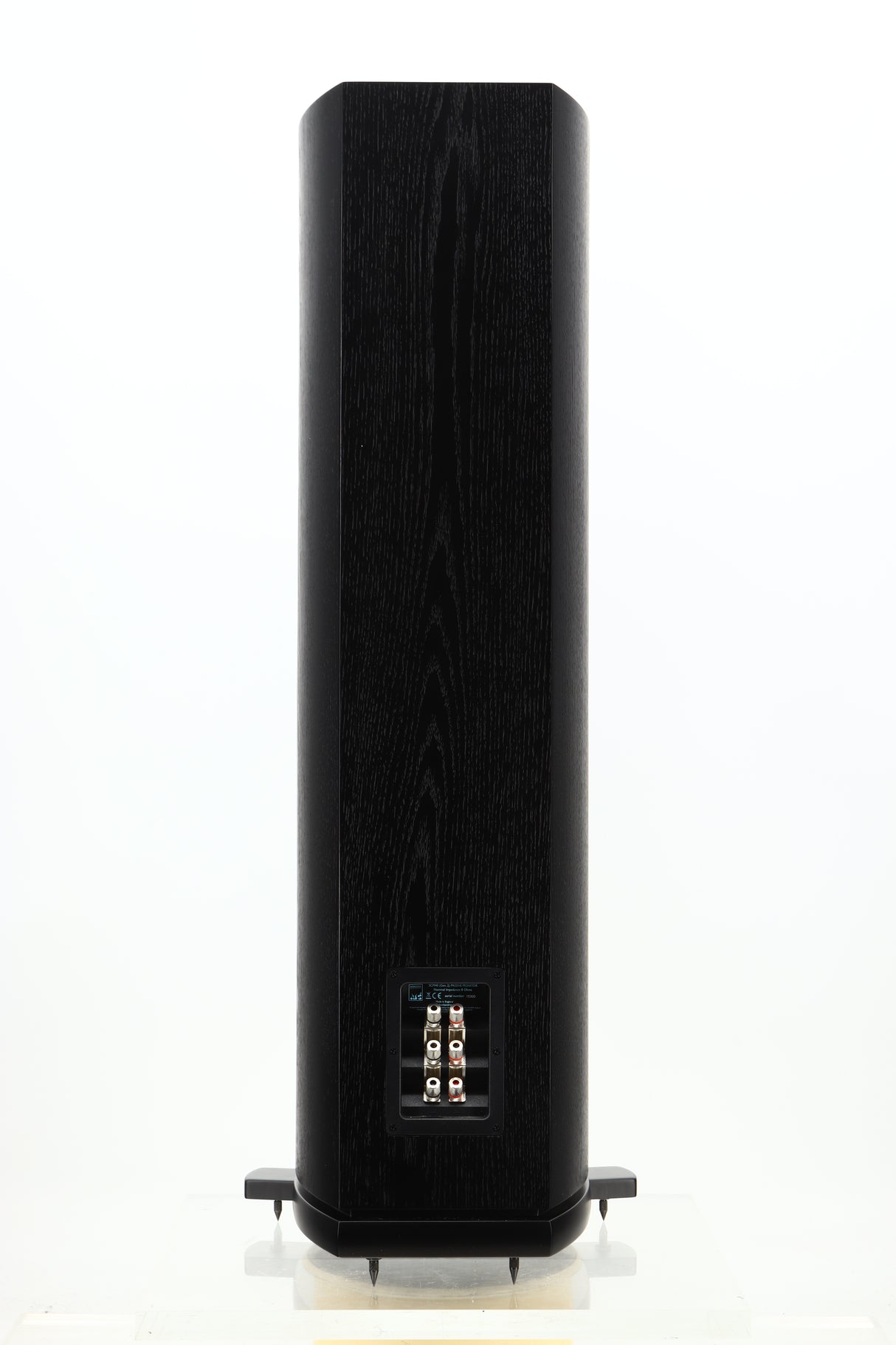 Rear view of a used ATC SCM40 Floorstanding Speaker in Black Ash finish