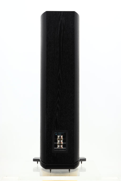 Rear view of a used ATC SCM40 Floorstanding Speaker in Black Ash finish