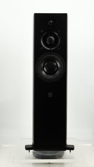 Front view of a used ATC SCM40 Floorstanding Speaker in a satin black finish