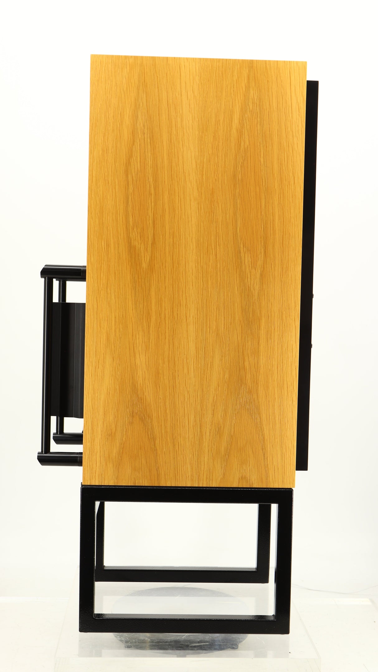 Left side view of a used ATC SCM50SL Active Classic Standmount Speaker in a oak finish