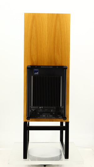 Rear view of a used ATC SCM50SL Active Classic Standmount Speaker in a oak finish