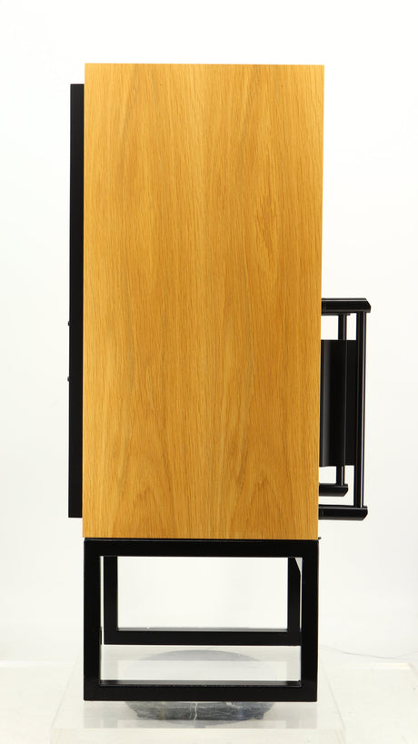Right side view of a used ATC SCM50SL Active Classic Standmount Speaker in a oak finish