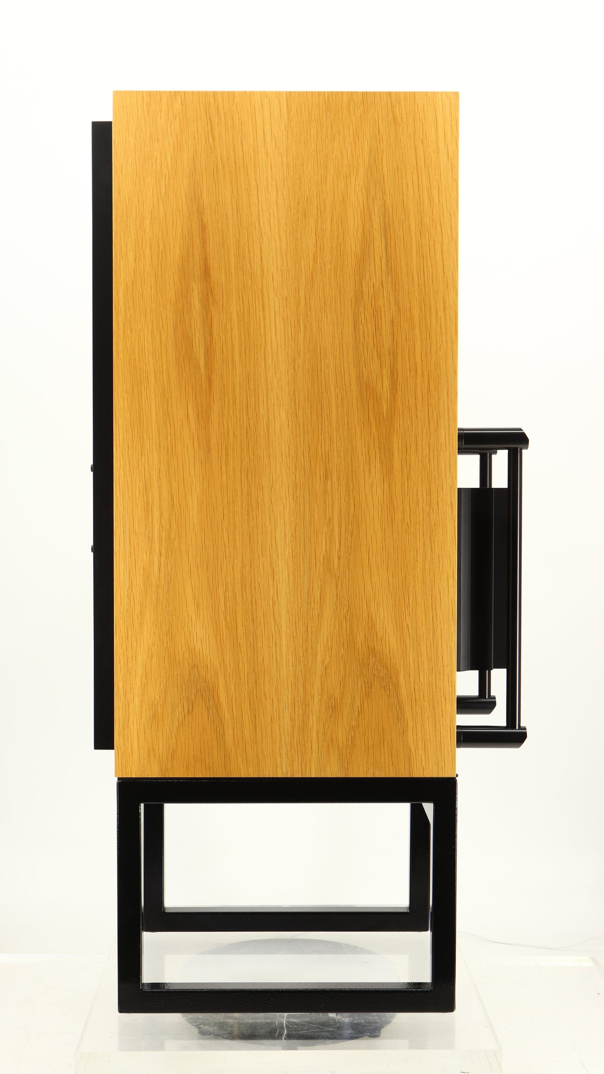 Right side view of a used ATC SCM50SL Active Classic Standmount Speaker in a oak finish
