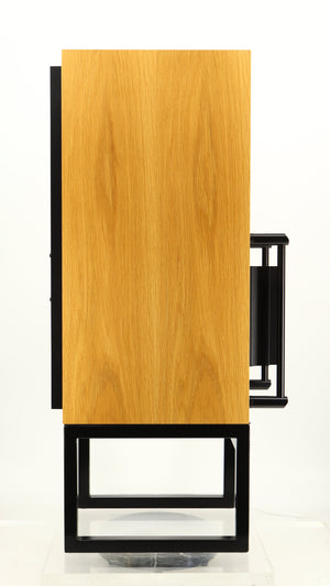 Right side view of a used ATC SCM50SL Active Classic Standmount Speaker in a oak finish