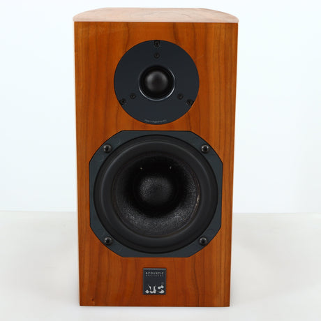 Front view of a used ATC SCM7 Standmount Speaker in a cherry finish