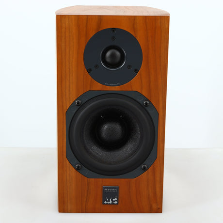 Front view of a used ATC SCM7 Standmount Speaker in a cherry finish