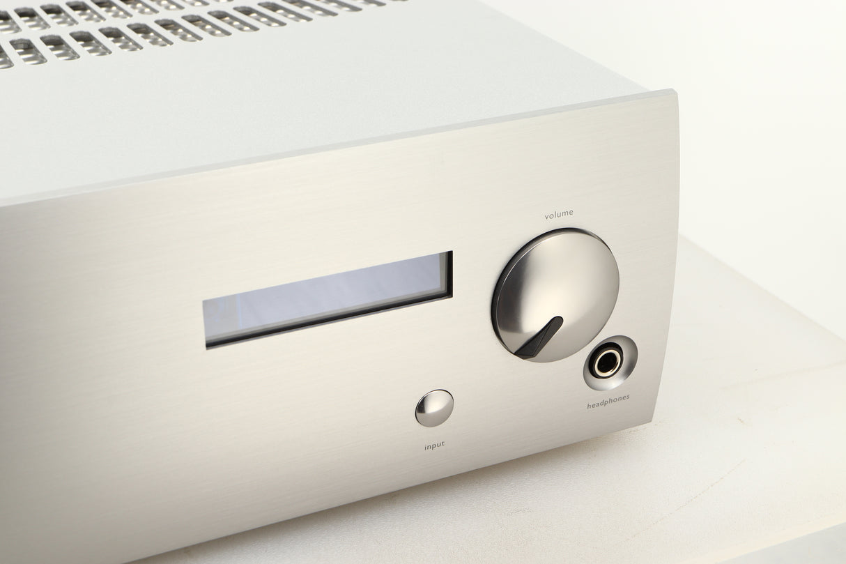 Close up view of a used ATC SIA2-100 Integrated Amplifier in Silver finish 