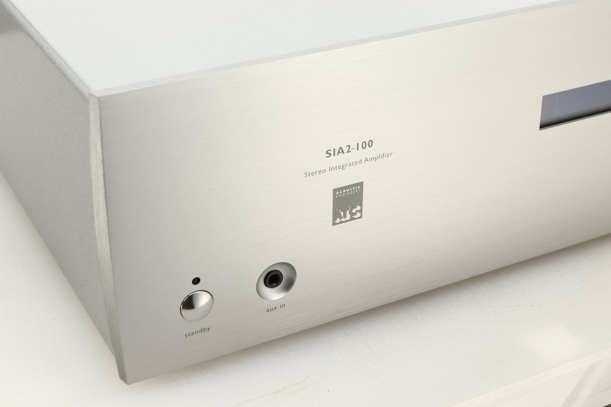 Close up view of a used ATC SIA2-100 Integrated Amplifier in Silver finish 