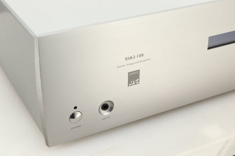 Close up view of a used ATC SIA2-100 Integrated Amplifier in Silver finish 