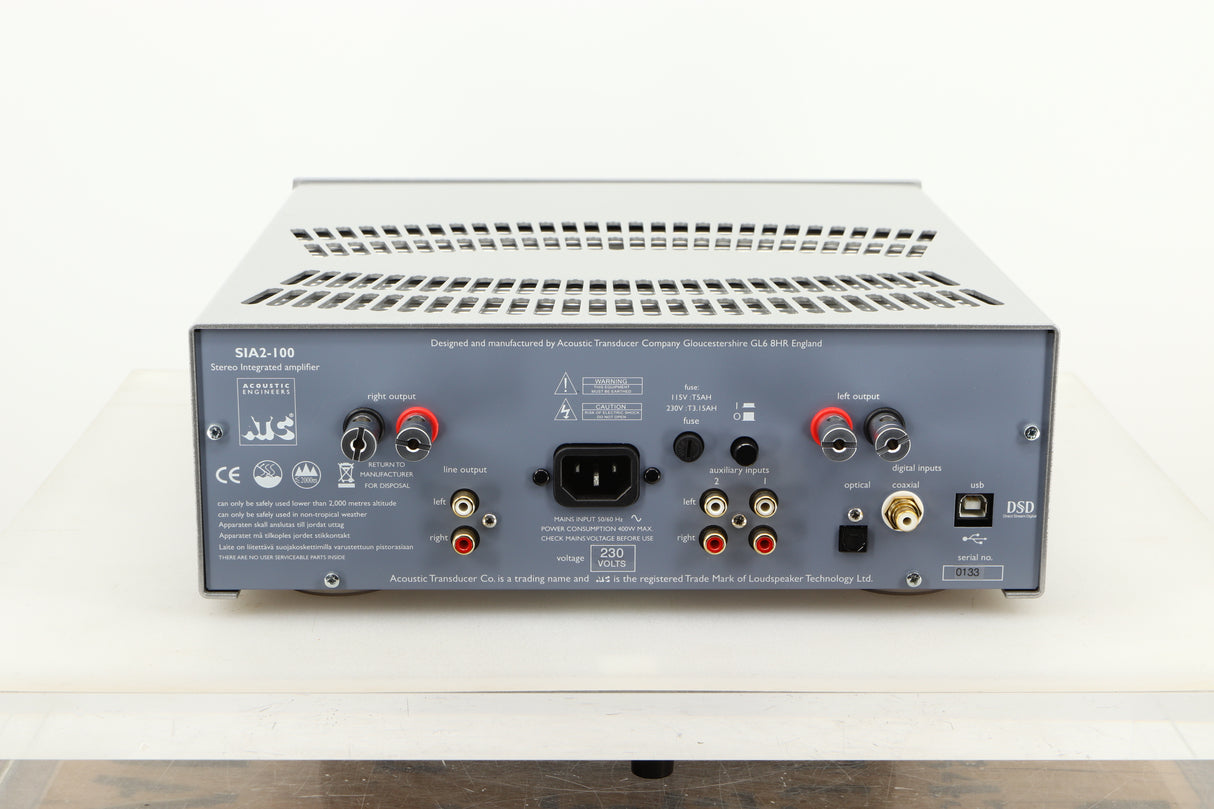 Rear view of a used ATC SIA2-100 Integrated Amplifier in Silver finish 