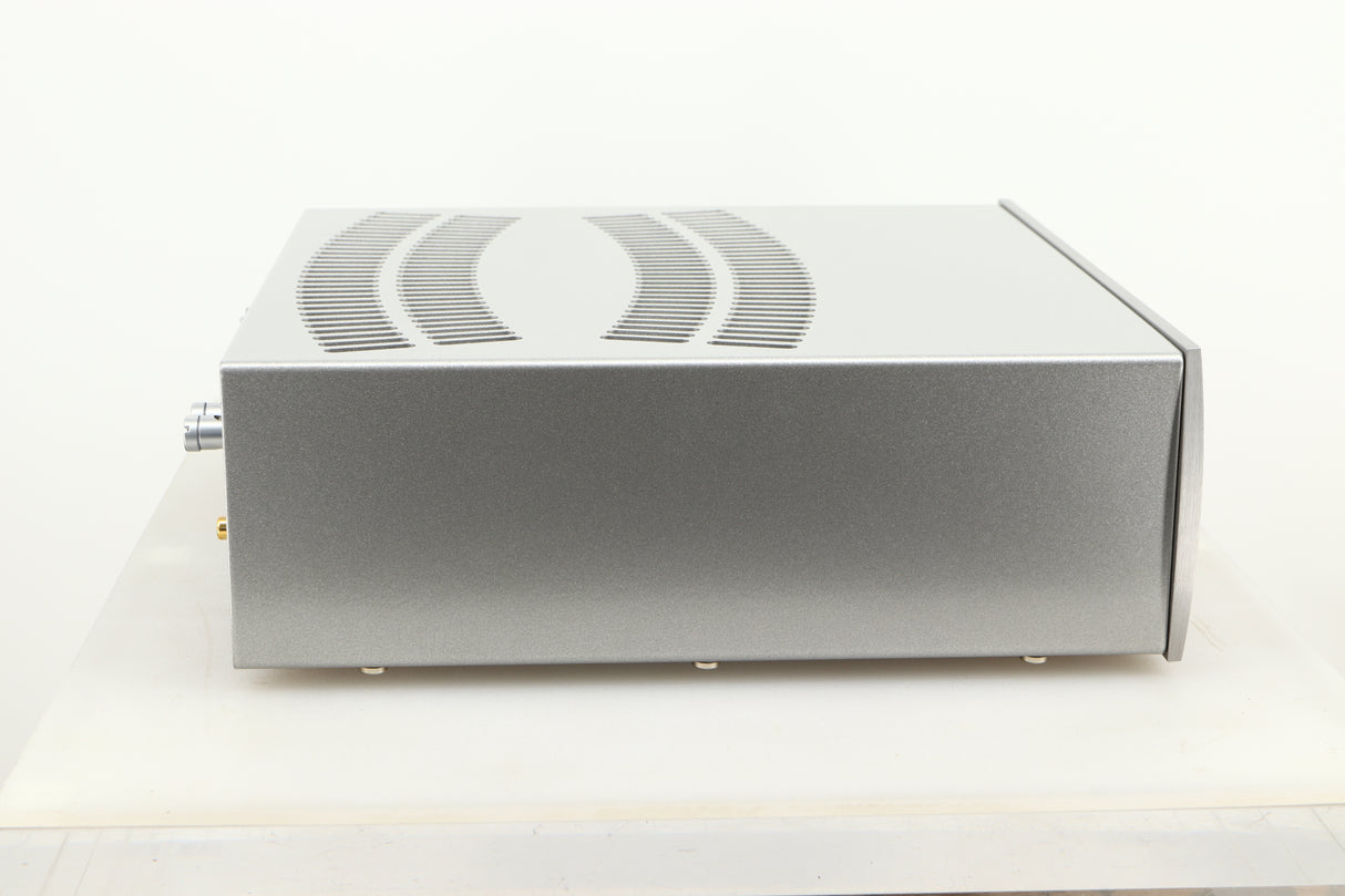 Side view of a used ATC SIA2-100 Integrated Amplifier in Silver finish 