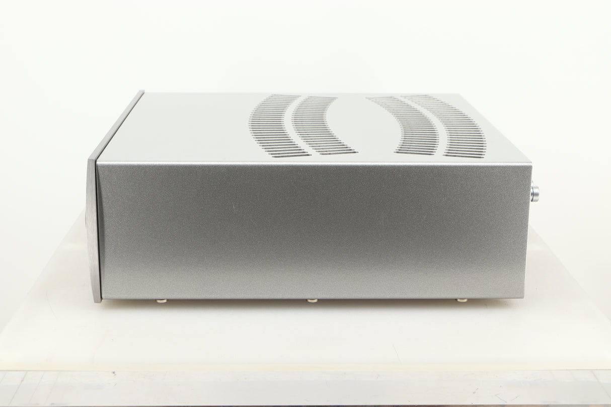 Side view of a used ATC SIA2-100 Integrated Amplifier in Silver finish 