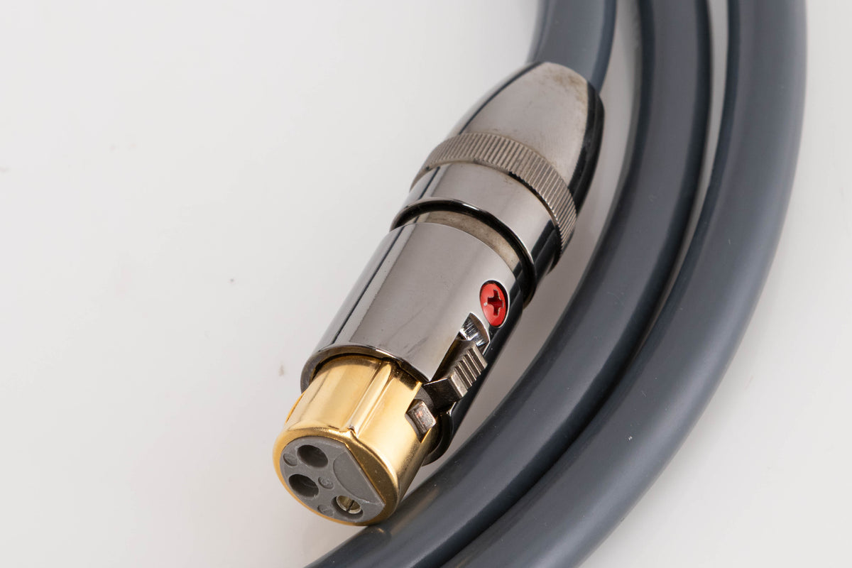 Close up of a used Atlas Ailsa XLR Interconnect Cable 1.5m showing connector