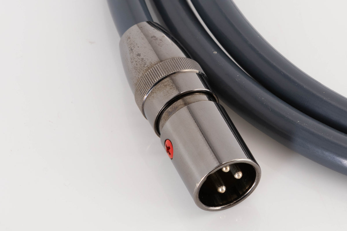 Close up of a used Atlas Ailsa XLR Interconnect Cable 1.5m showing connector