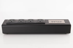 Rear view of a used Atlas EOS Modular 4-Way Mains Block in a Black finish
