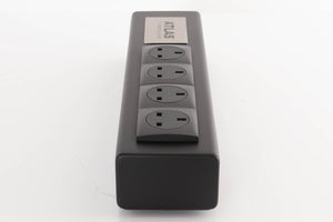 Right side view of a used Atlas EOS Modular 4-Way Mains Block in a Black finish