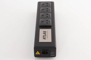 Top of a used Atlas EOS Modular 4-Way Mains Block in a Black finish