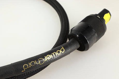 Close up of a used Audience PowerChord Mains Cable 1.2m showing connector