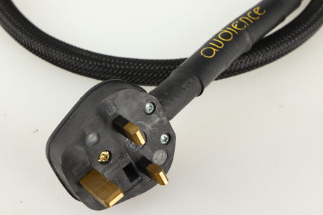 Close up of a used Audience PowerChord Mains Cable 1.2m showing plug