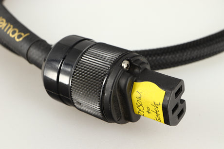 Close up of a used Audience PowerChord Mains Cable 1.2m showing connector