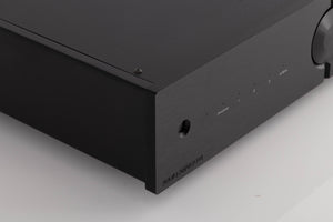 Front left corner of a used Audio Analogue AACento Integrated Amplifier in a Black finish