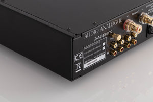 Rear right corner of a used Audio Analogue AACento Integrated Amplifier in a Black finish