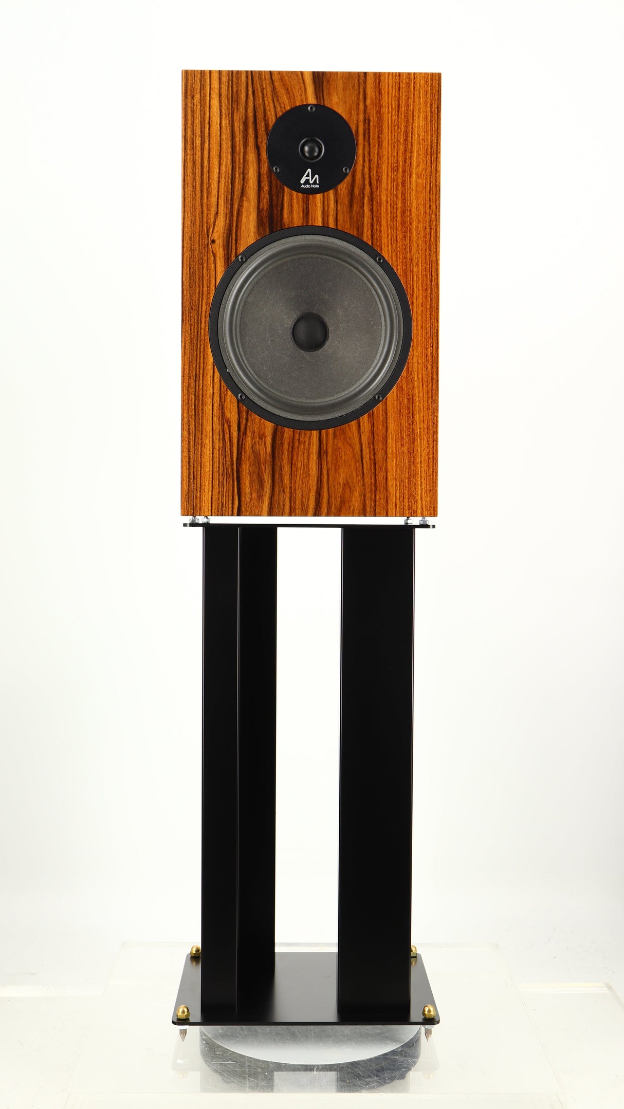Front view of a used Audio Note AN-K/SPe Standmount Speaker W/ Stand in a palisander finish