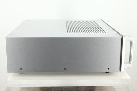 Side view of a used Audio Research DSi200 Integrated Amplifier in silver finish 