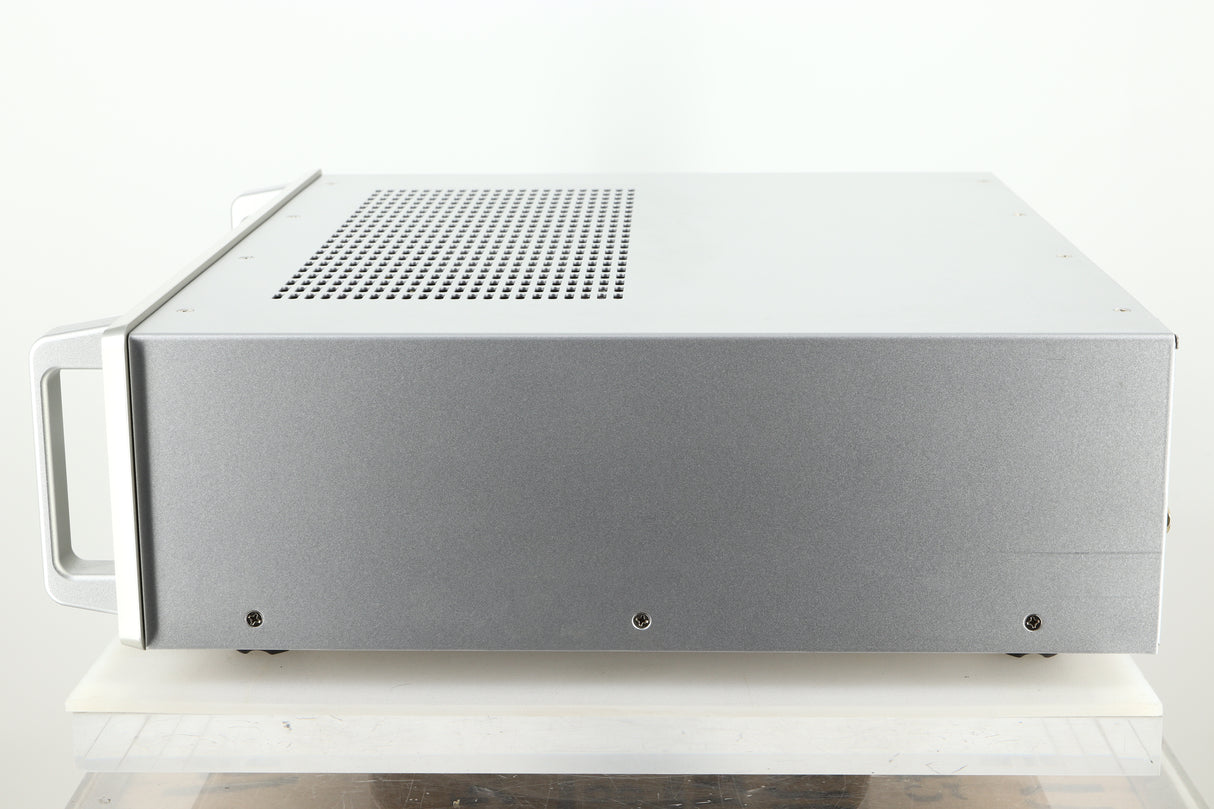 Side view of a used Audio Research DSi200 Integrated Amplifier in silver finish 