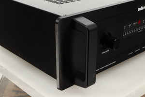 Front left corner of a used Audio Research LS17SE Pre Amplifier in a black finish