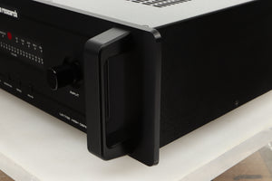 Front right corner of a used Audio Research LS17SE Pre Amplifier in a black finish