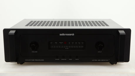 Front view of a used Audio Research LS17SE Pre Amplifier in a black finish