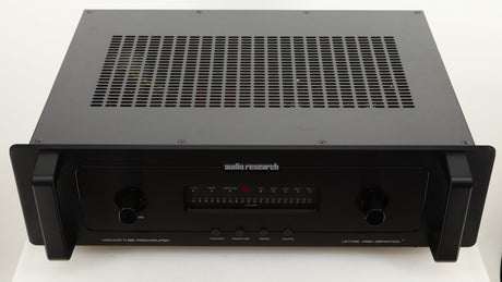 Top of a used Audio Research LS17SE Pre Amplifier in a black finish