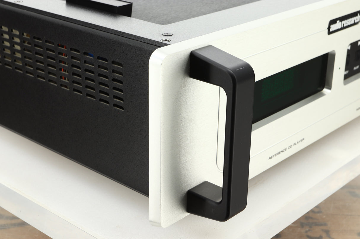 Front left corner view of a used Audio Research Reference CD8 CD Player in silver finish 