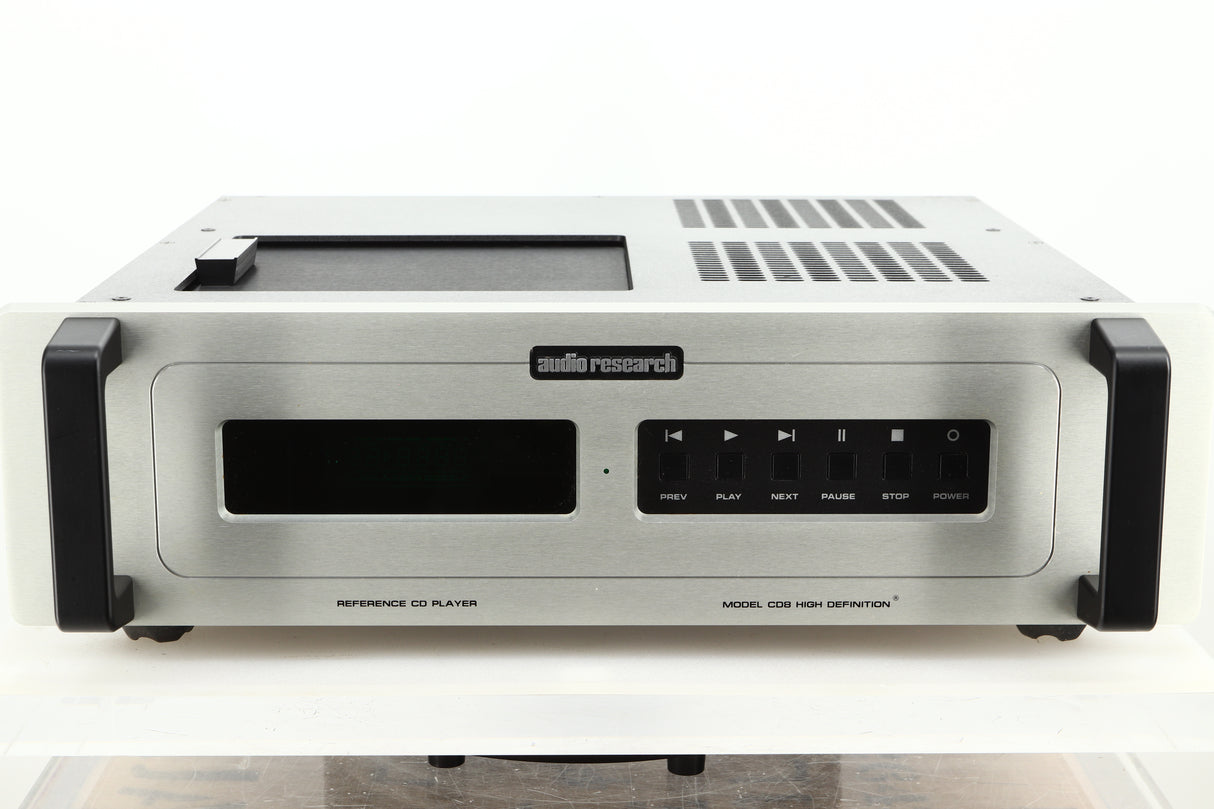 Front view of a used Audio Research Reference CD8 CD Player in silver finish 