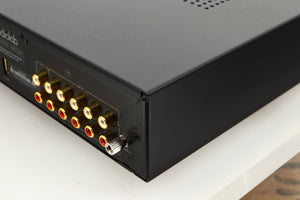 Rear right corner view of a used Audiolab 6000A Integrated Amplifier in Black finish