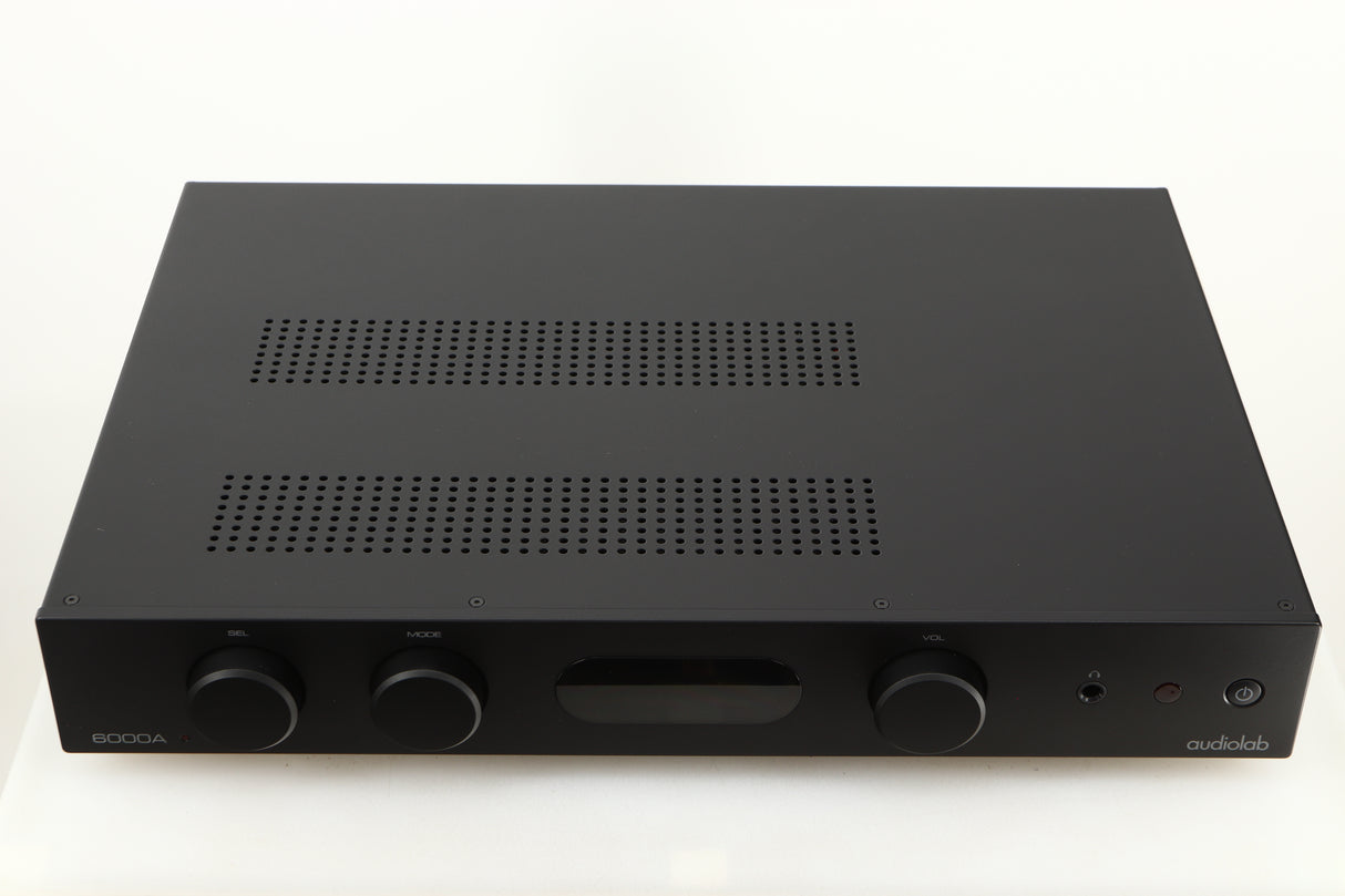 Top view of a used Audiolab 6000A Integrated Amplifier in Black finish