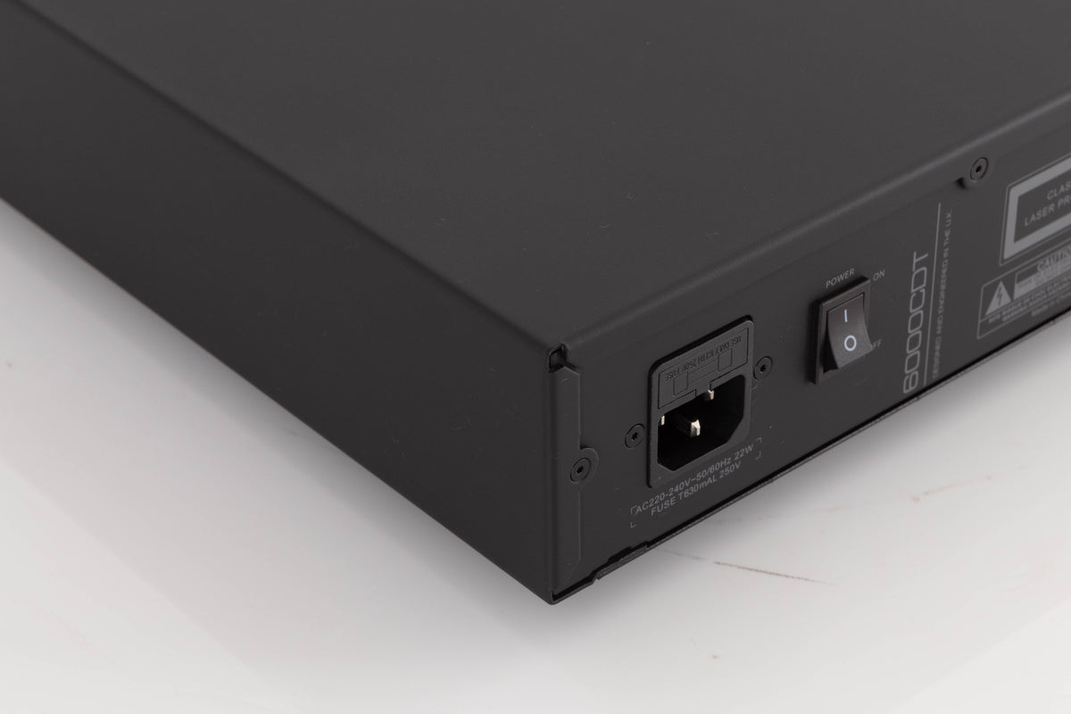Rear right corner of a used Audiolab 6000CDT CD Transport in a Black finish