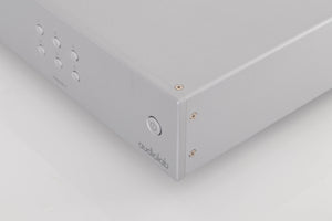 Front right corner of a used Audiolab 6000N Play Network Streamer in a Silver finish