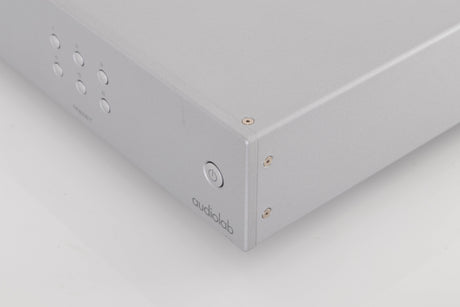 Front right corner of a used Audiolab 6000N Play Network Streamer in a Silver finish